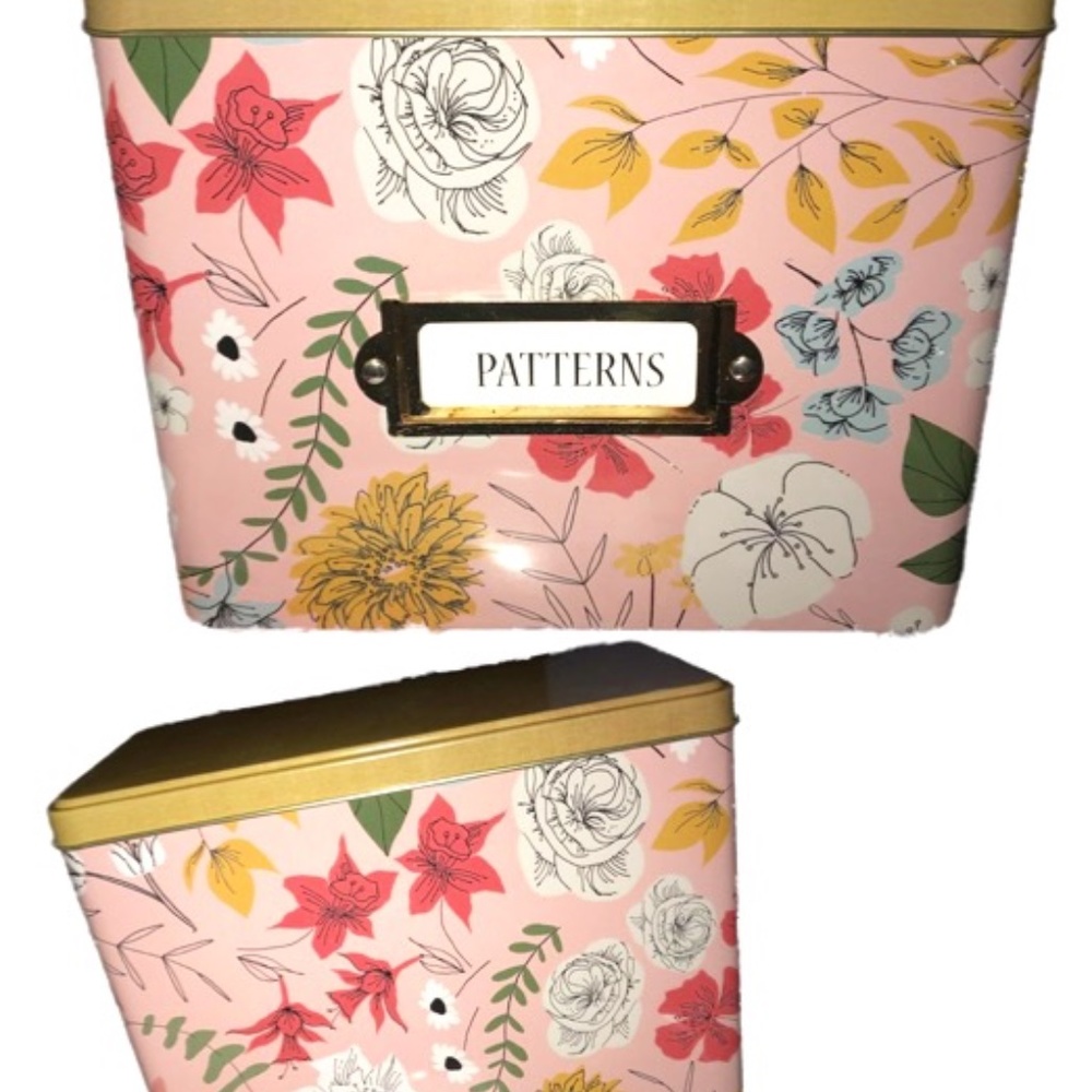 Floral Tin Labeled Craft Box - NEW